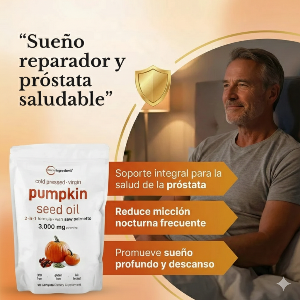 PUMPKING OIL 🎃 Aceite Puro de Semilla de Calabaza - Apoya tu Salud Prostática y fortalece tu cabello desde hoy