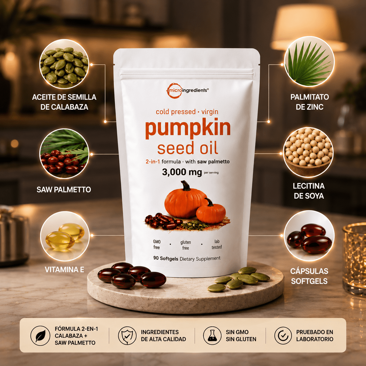 PUMPKING OIL 🎃 Aceite Puro de Semilla de Calabaza - Apoya tu Salud Prostática y fortalece tu cabello desde hoy