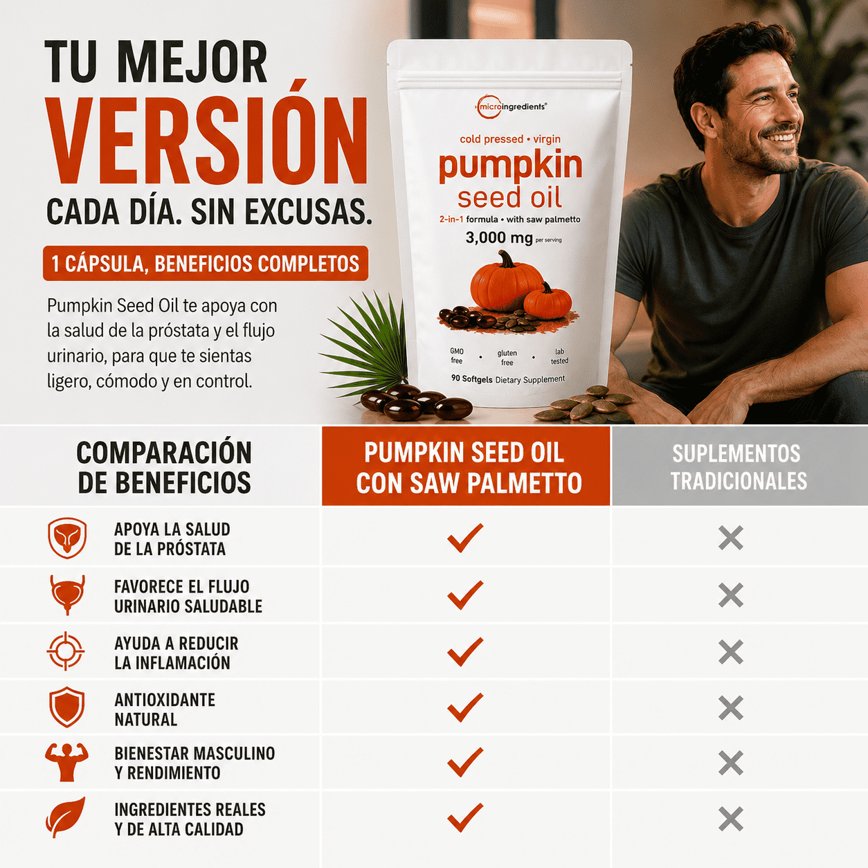 PUMPKING OIL 🎃 Aceite Puro de Semilla de Calabaza - Apoya tu Salud Prostática y fortalece tu cabello desde hoy